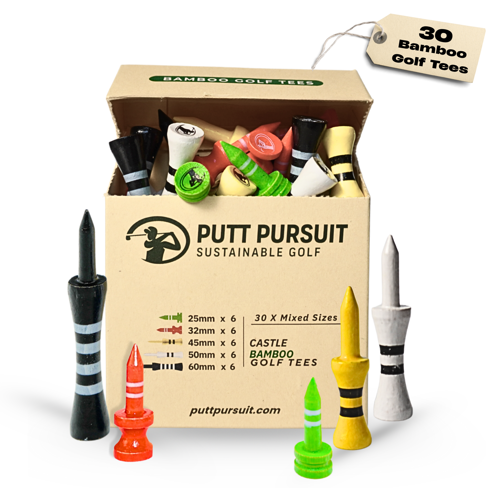 Castle Stepped mixed bamboo tee golf 30 pack