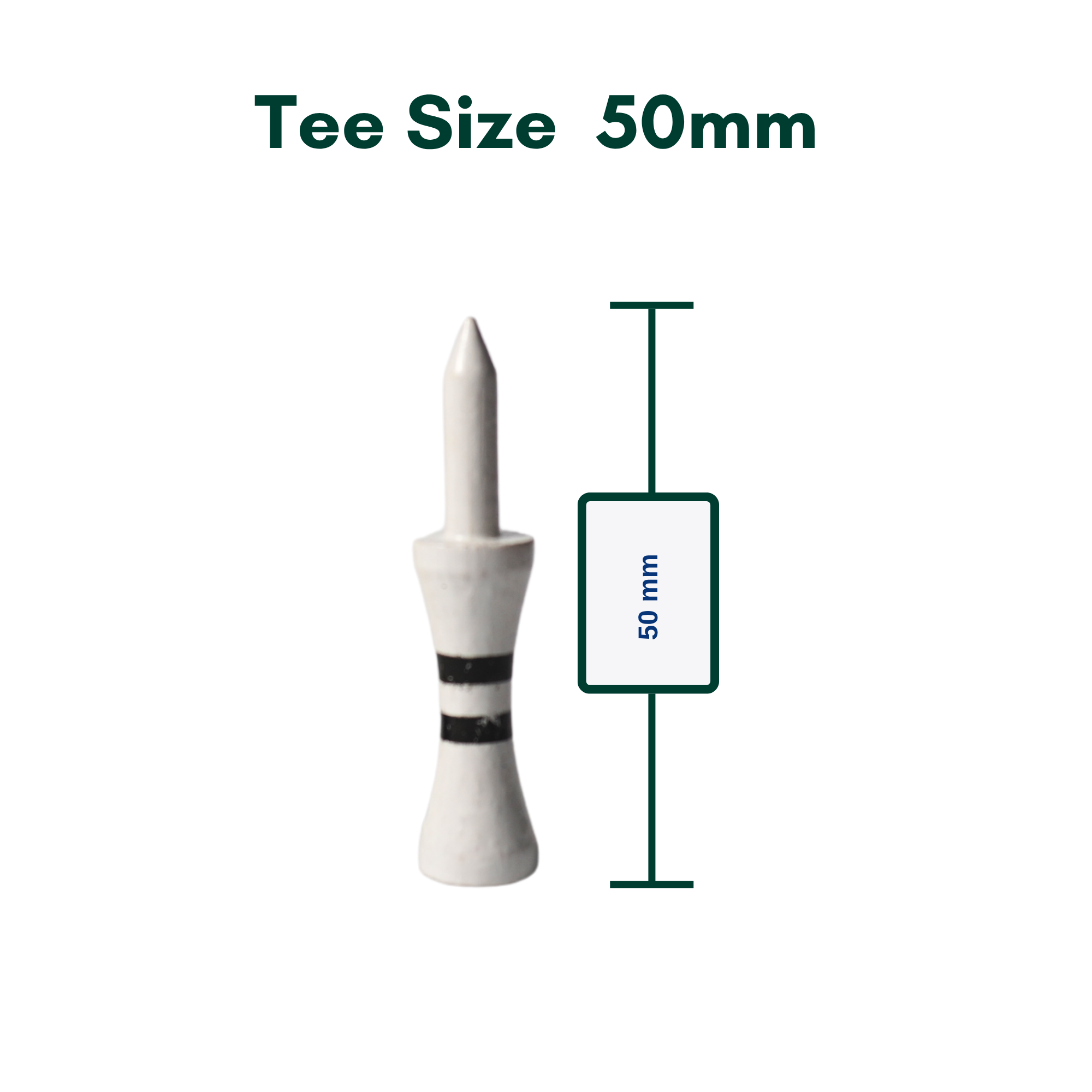 50mm White castle golf tee size