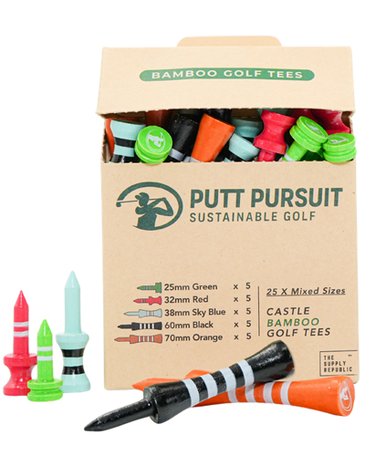 Stepped Castle bamboo Golf tees hero image