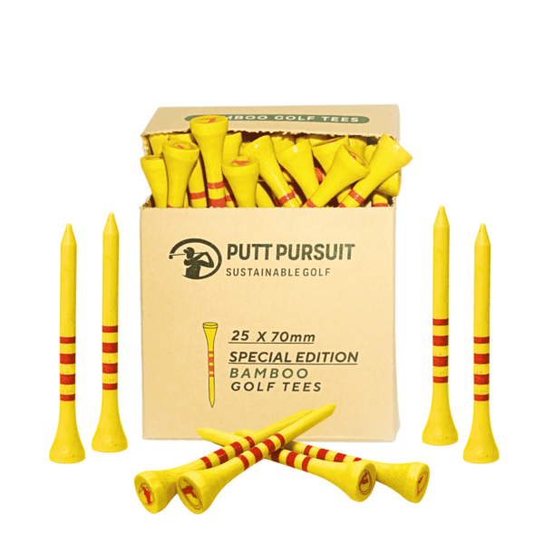 Yellow and red 70mm bamboo tees