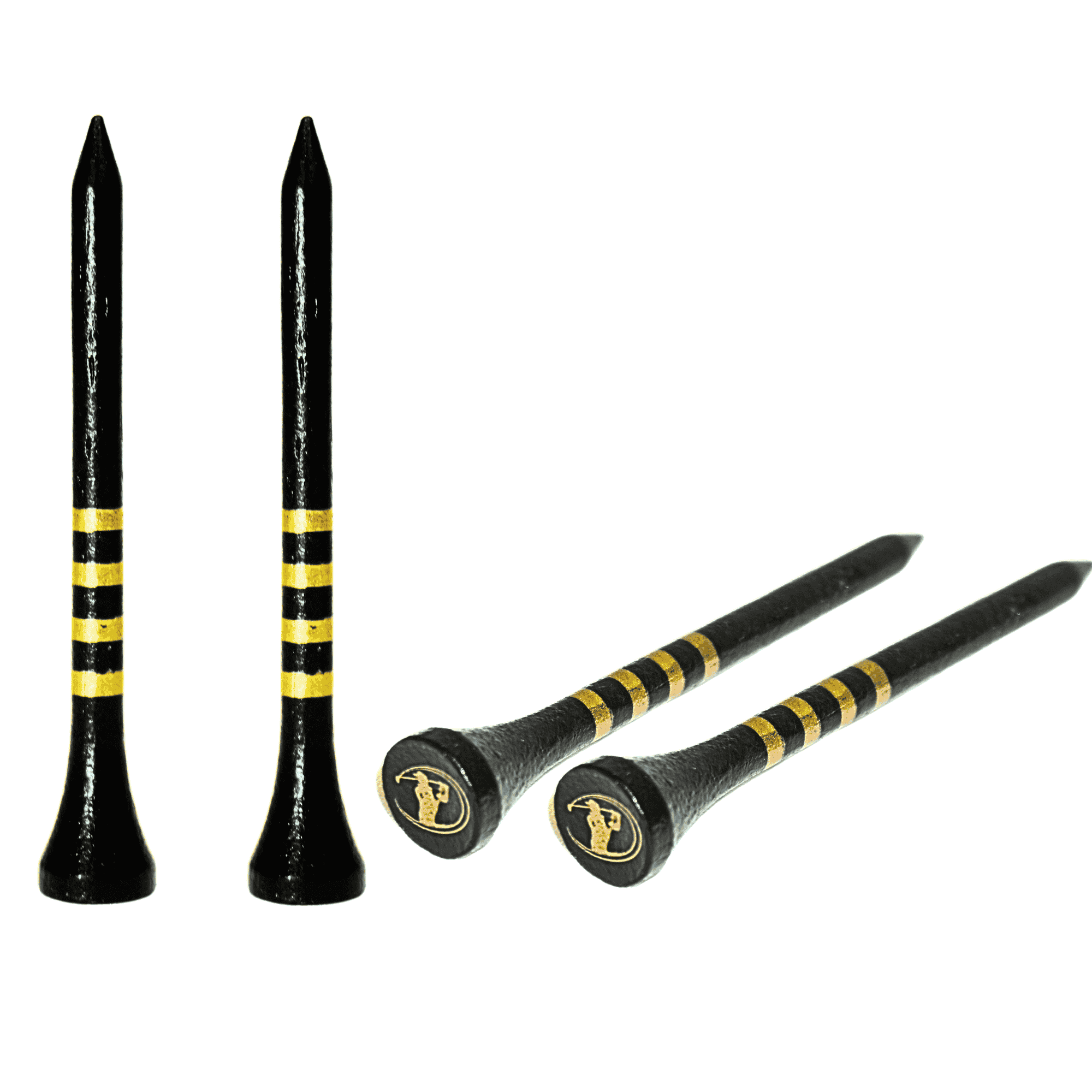 bamboo golf tees for gift with golden stripes