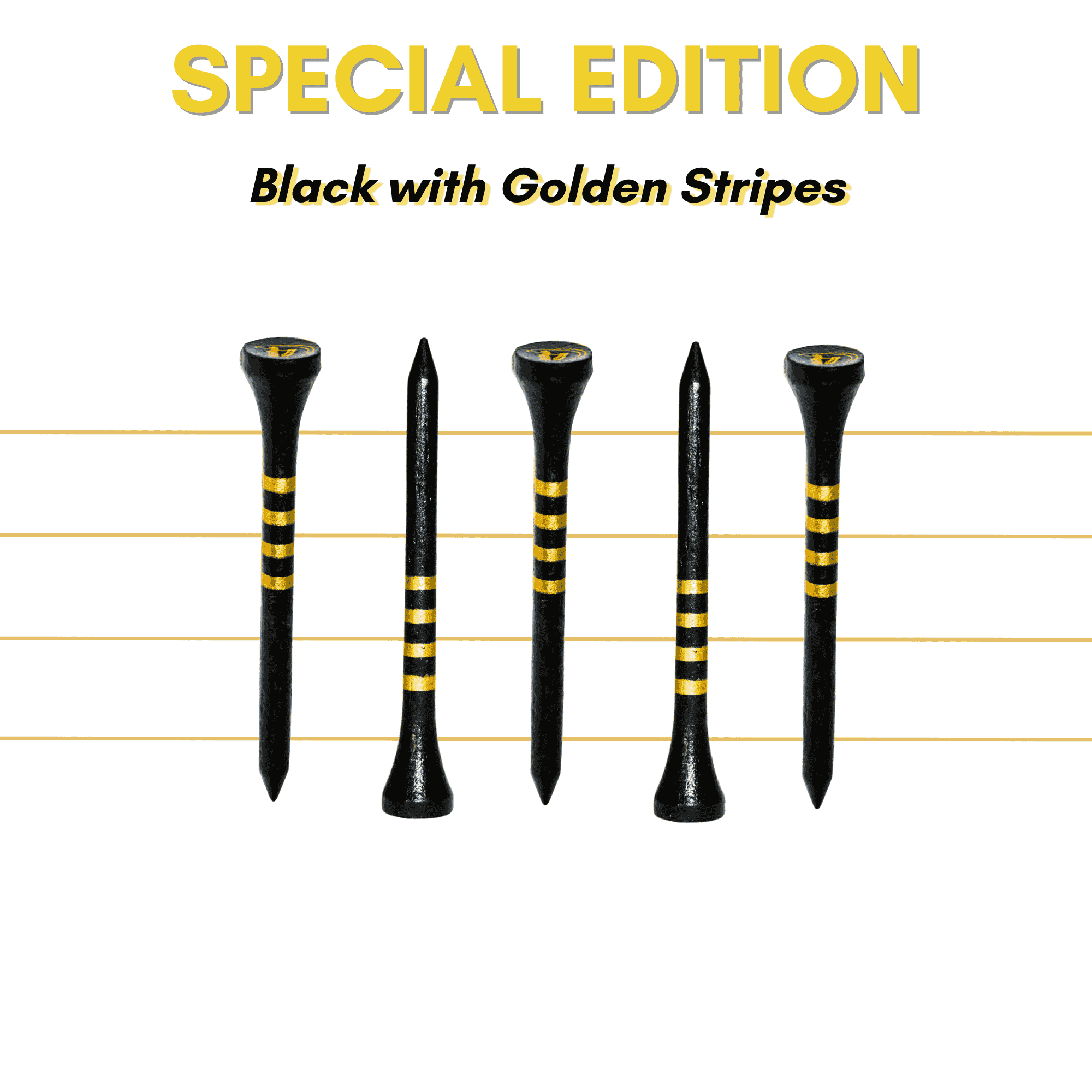 Special Edition bamboo golf tees for gift with golden stripes