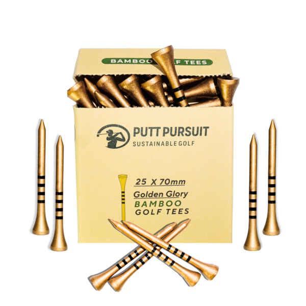 25 pack golf tees golden and black