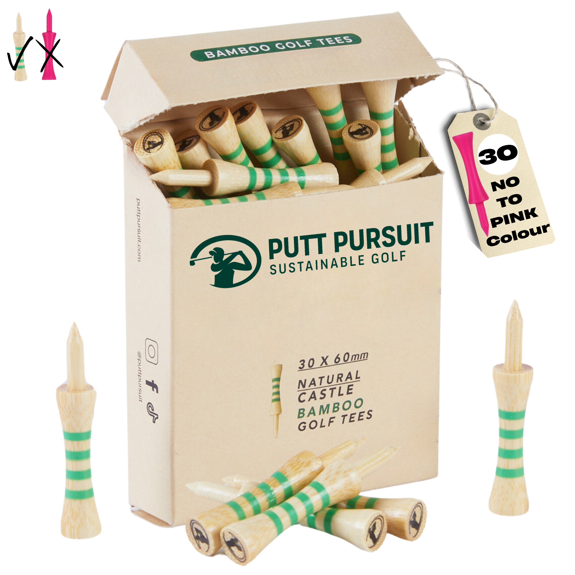 Natural Stepped Pink Tee with green stripes front