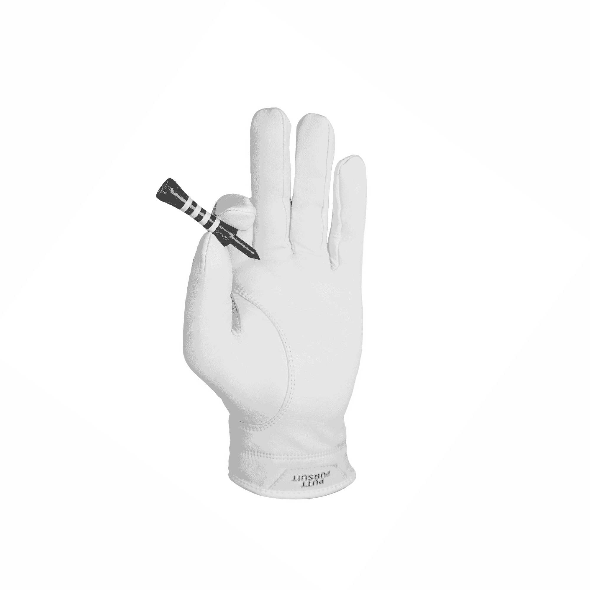 Leather golf glove with pink tee